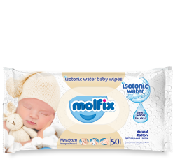 Lingettes Molfix Newborn isotoniques – paquet de 50 pour peau de nouveau-né