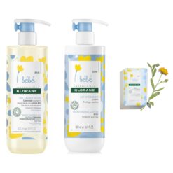 Trio bain et soin Klorane Bébé – gel, lait et savon
