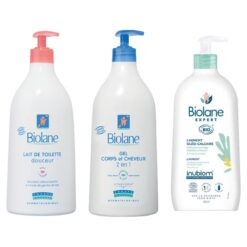 Trio change et bain Biolane – lait, shampoing et liniment